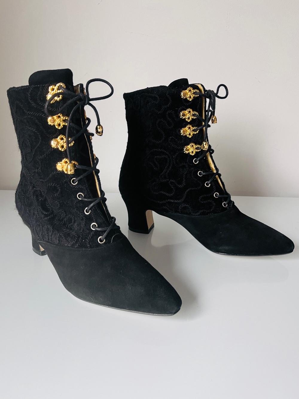 Vintage Grazia for Ingledew's Suede Lace-Up Victorian Boots Made in Spain 5.5